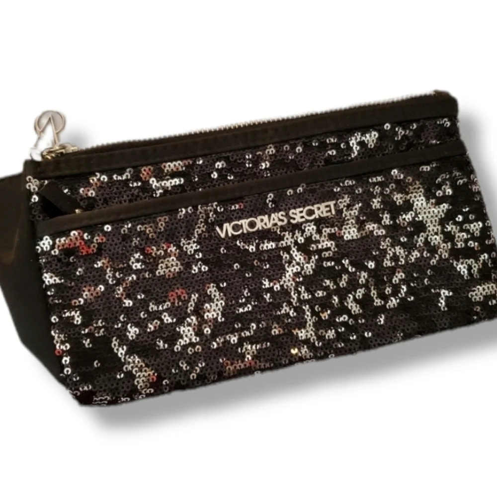 Victoria Secrets Small Black and Silver Sequin clutch